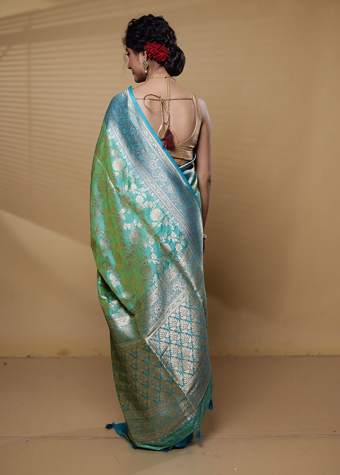 Green Dupion Silk Saree With Blouse Piece