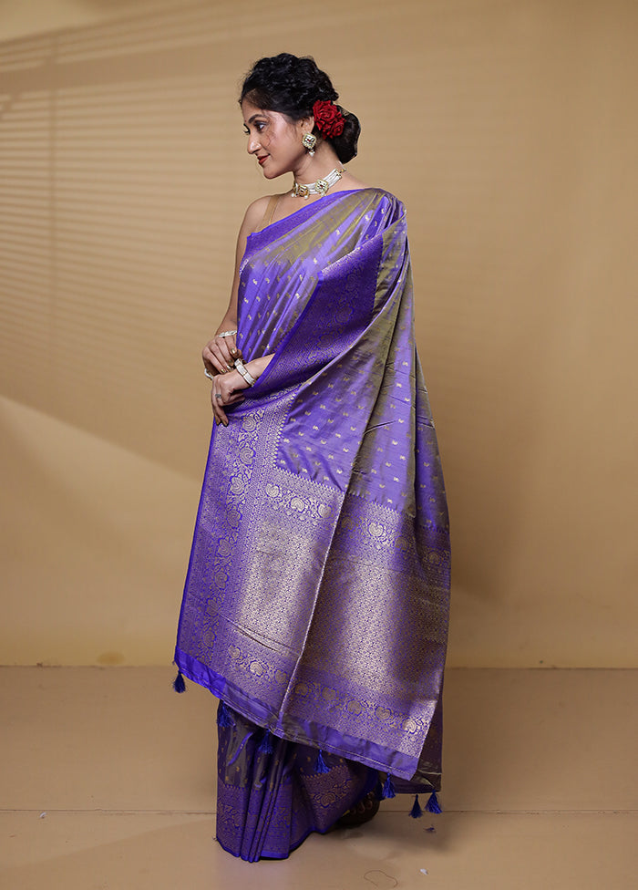 Purple Dupion Silk Saree With Blouse Piece