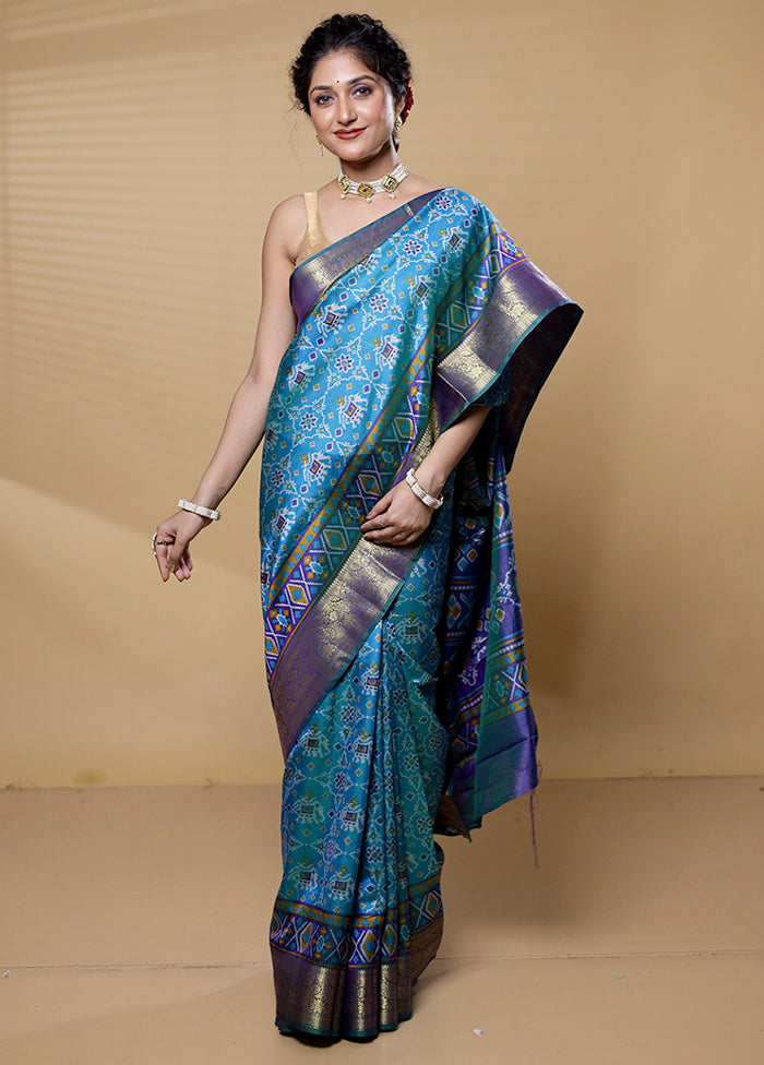 Multicolor Dupion Silk Saree With Blouse Piece