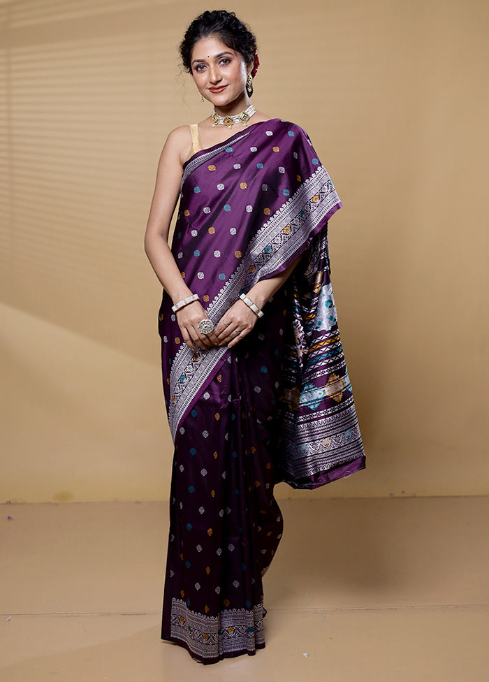 Maroon Dupion Silk Saree With Blouse Piece