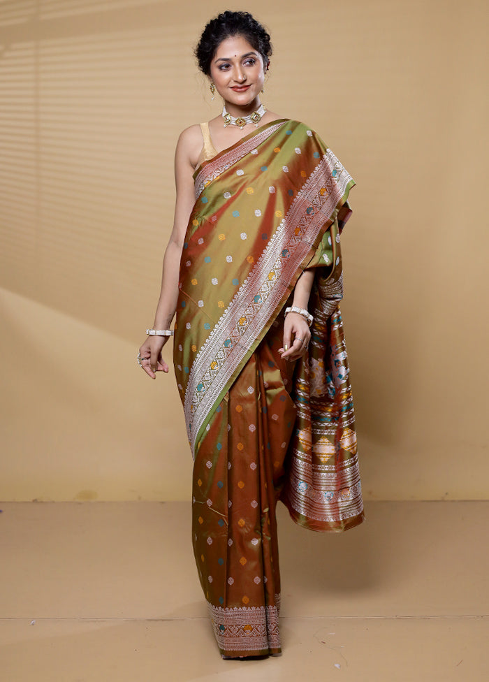 Green Dupion Silk Saree With Blouse Piece