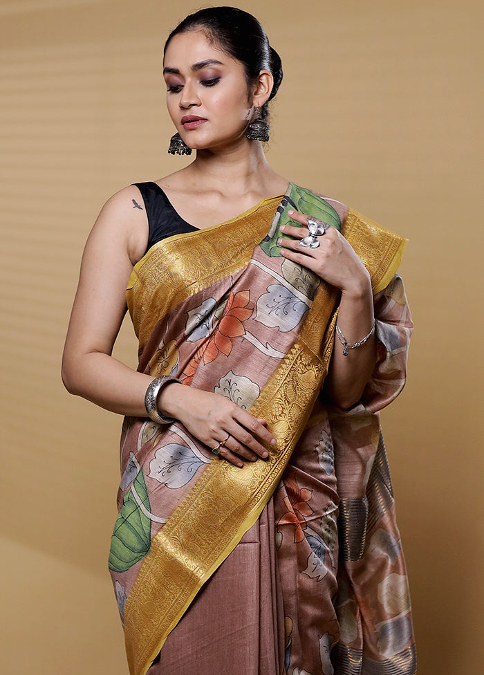 Multicolor Tussar Silk Saree With Blouse Piece