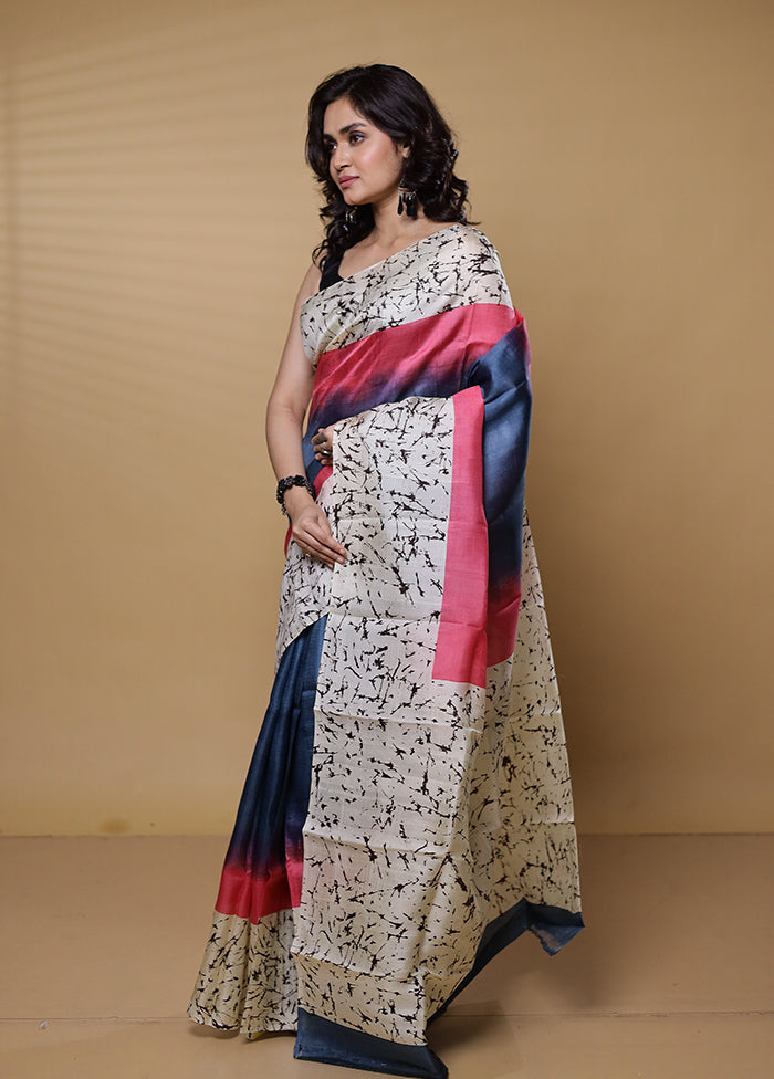 Pink Printed Pure Silk Saree Without Blouse Piece