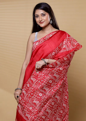 Black Printed Pure Silk Saree Without Blouse Piece