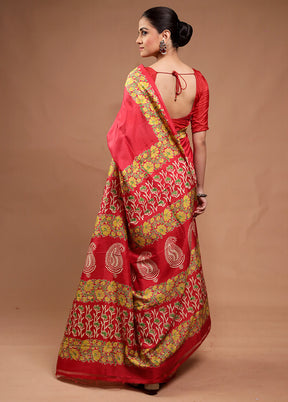 Red Pure Bishnupuri Silk Saree Without Blouse Piece