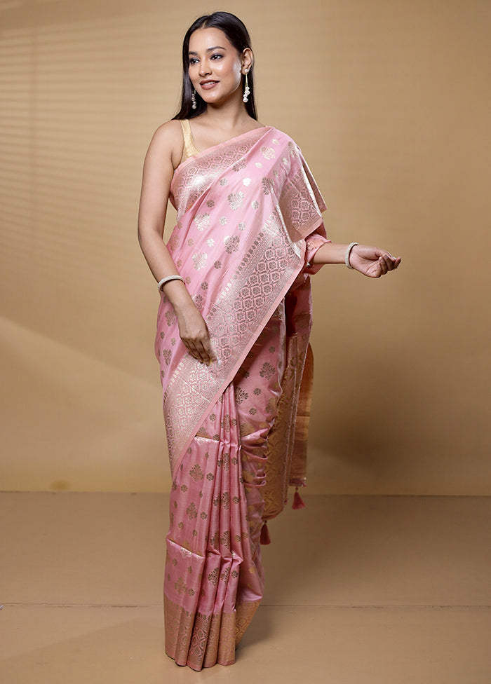 Pink Dupion Silk Saree With Blouse Piece