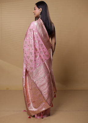 Pink Dupion Silk Saree With Blouse Piece