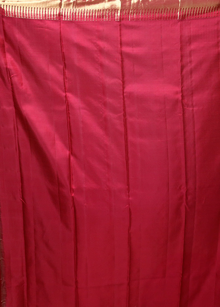 Red Handloom Kanchipuram Pure Silk Saree With Blouse Piece