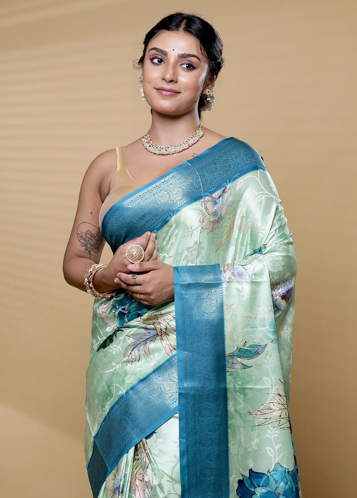 Green Dupion Silk Saree With Blouse Piece