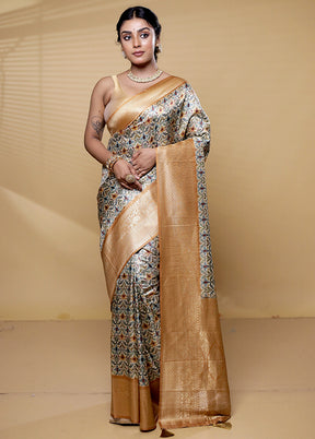 Multicolor Dupion Silk Saree With Blouse Piece