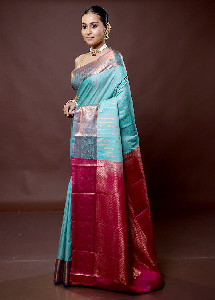 Green Kanjivaram Silk Saree With Blouse Piece