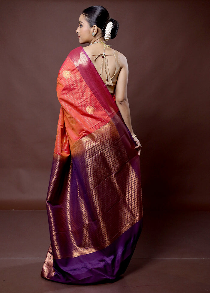 Pink Kanjivaram Silk Saree With Blouse Piece