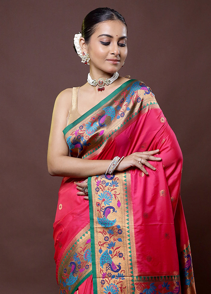 Pink Dupion Silk Saree With Blouse Piece