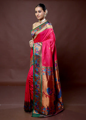 Pink Dupion Silk Saree With Blouse Piece