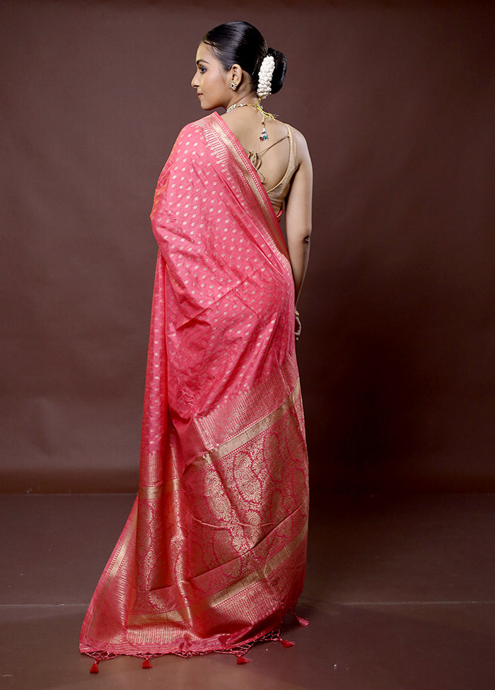 Pink Dupion Silk Saree With Blouse Piece