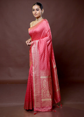 Pink Dupion Silk Saree With Blouse Piece