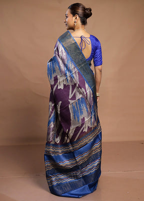 Multicolor Tussar Silk Saree With Blouse Piece