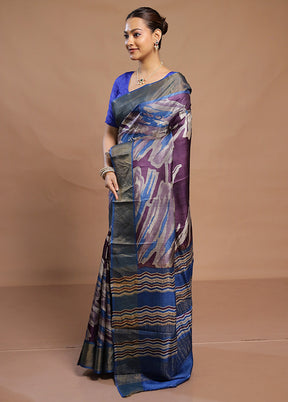 Multicolor Tussar Silk Saree With Blouse Piece