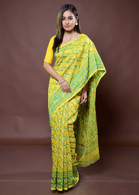 Yellow Tant Jamdani Saree Without Blouse Piece