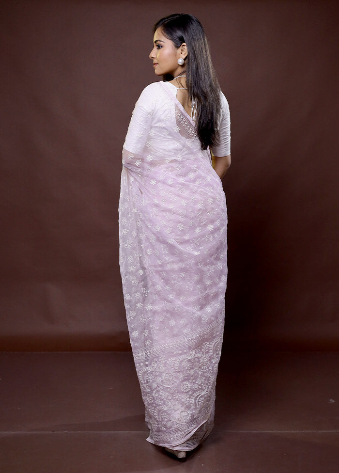 Pink Organza Saree With Blouse Piece