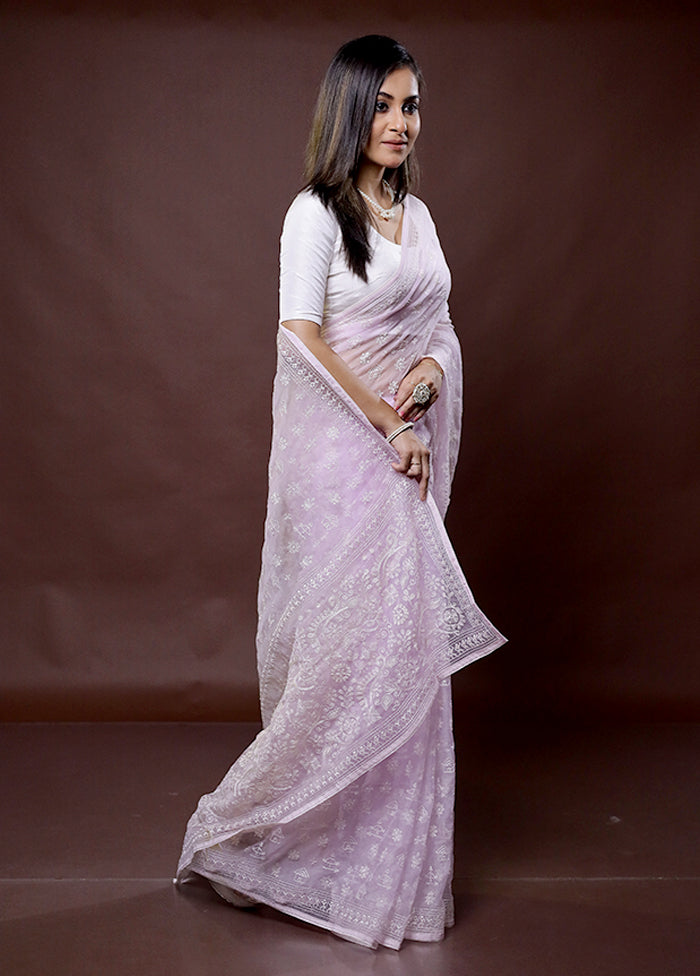 Pink Organza Saree With Blouse Piece