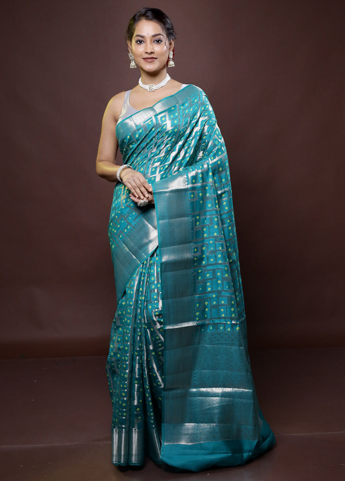 Green Handloom Dupion Pure Silk Saree With Blouse Piece