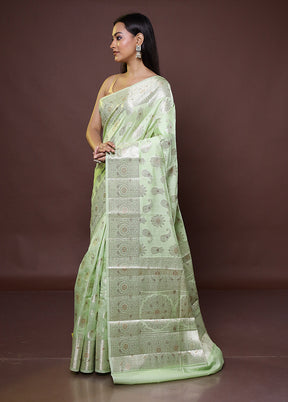 Green Handloom Dupion Pure Silk Saree With Blouse Piece