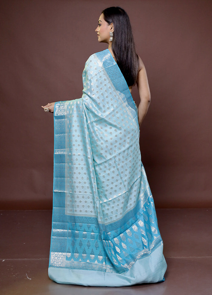 Blue Handloom Dupion Pure Silk Saree With Blouse Piece