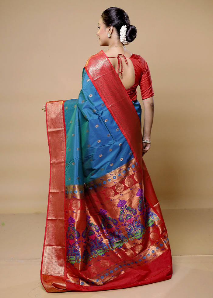 Blue Kanjivaram Silk Saree With Blouse Piece