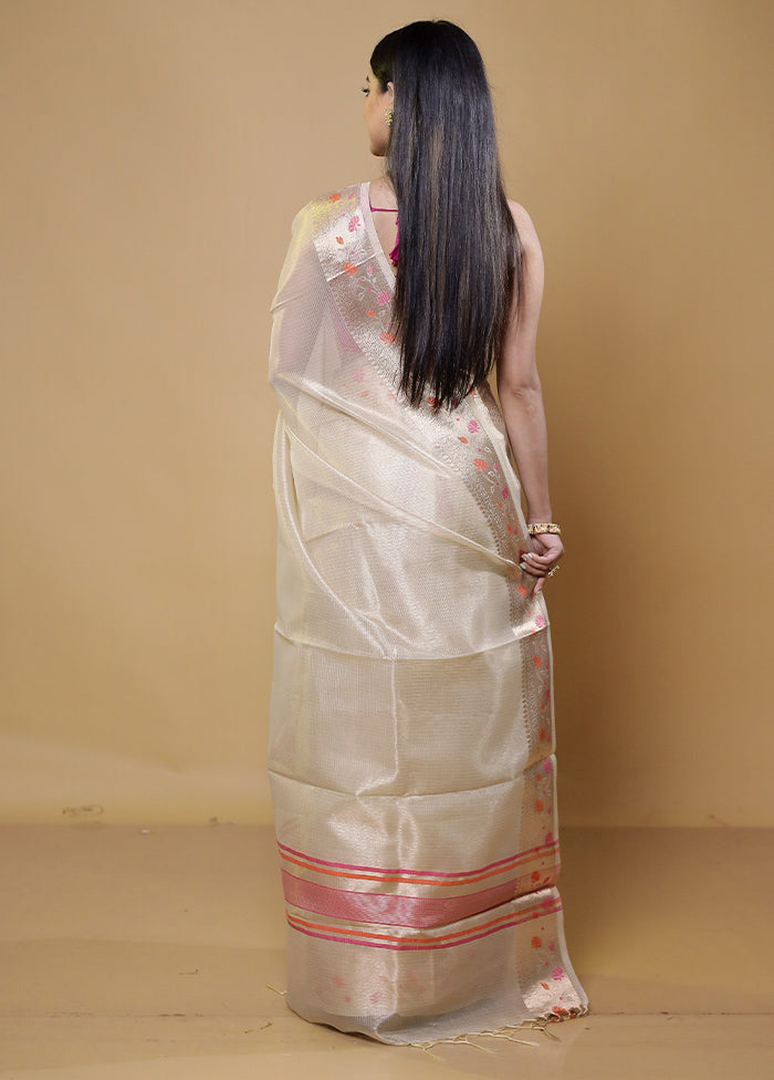 Cream Kota Cotton Saree With Blouse Piece