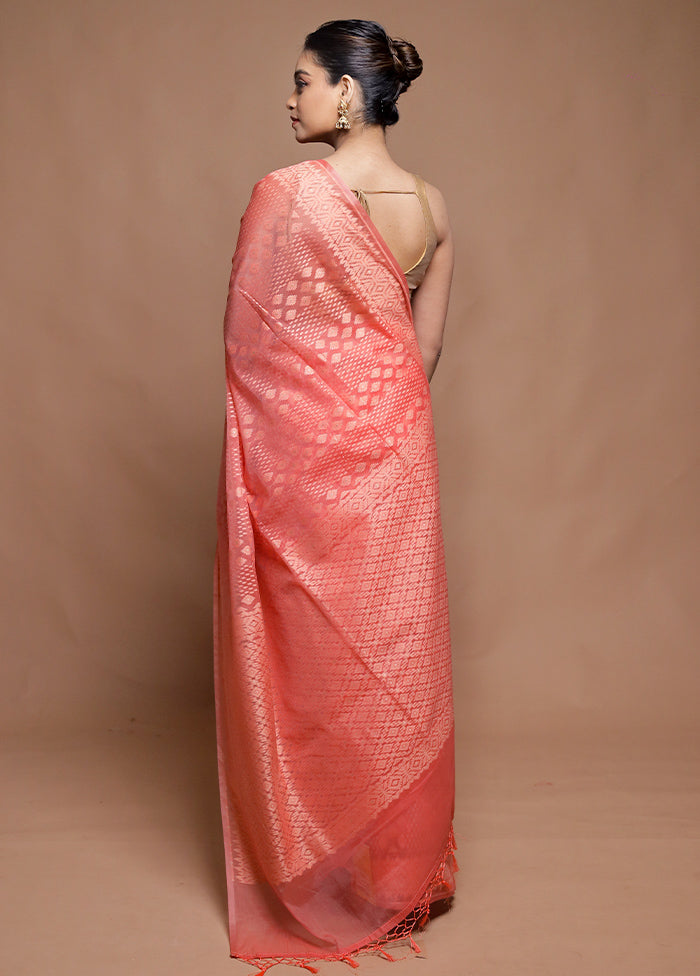 Pink Pure Cotton Saree With Blouse Piece