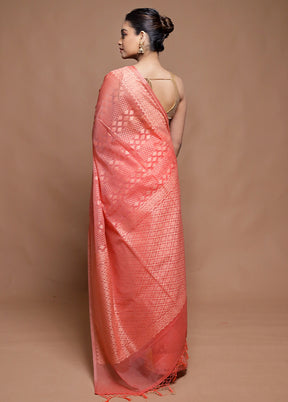 Pink Pure Cotton Saree With Blouse Piece