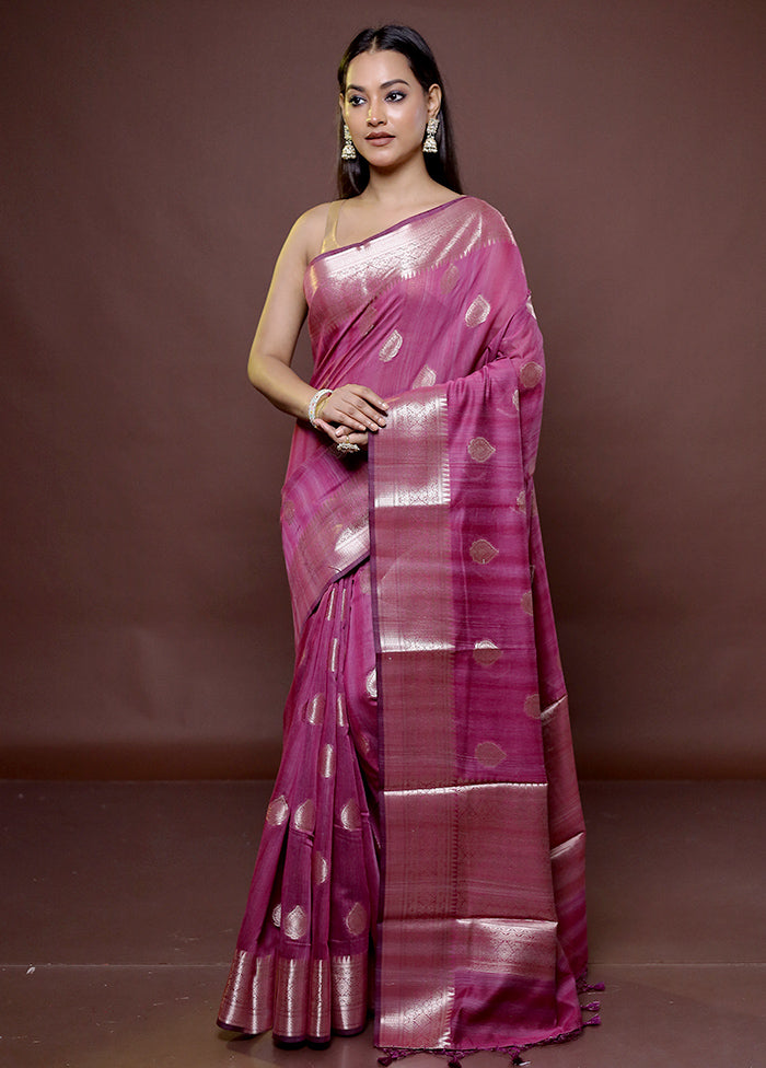 Purple Cotton Saree With Blouse Piece