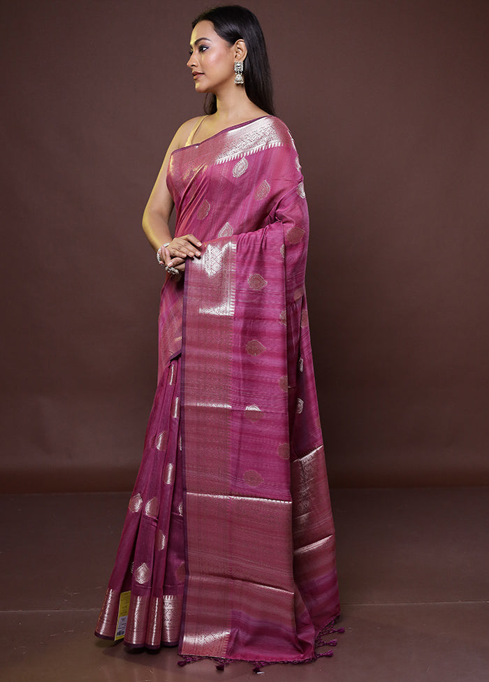 Purple Cotton Saree With Blouse Piece