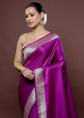 Purple Katan Silk Saree With Blouse Piece