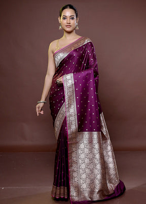 Purple Katan Silk Saree With Blouse Piece