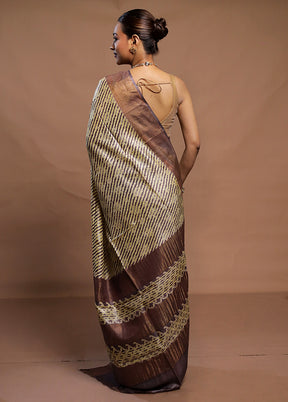 Cream Tussar Silk Saree With Blouse Piece