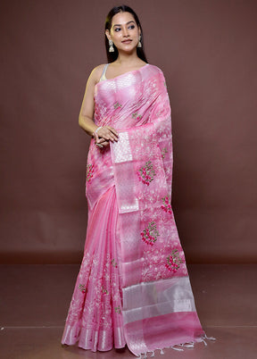 Pink Kota Cotton Saree With Blouse Piece