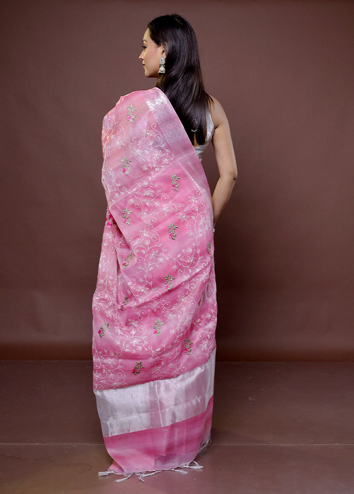 Pink Kota Cotton Saree With Blouse Piece