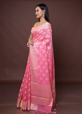 Pink Cotton Saree With Blouse Piece