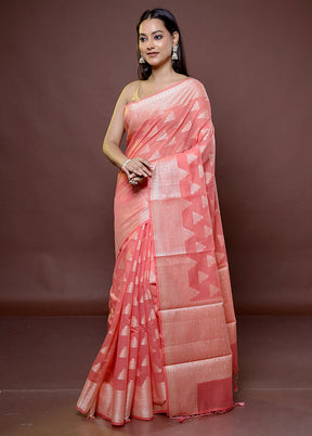 Pink Cotton Saree With Blouse Piece