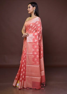 Pink Cotton Saree With Blouse Piece