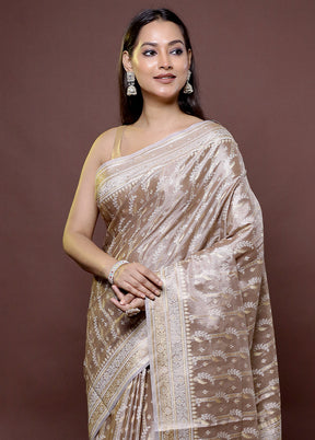 Cream Tissue Silk Saree With Blouse Piece