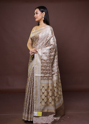 Cream Tissue Silk Saree With Blouse Piece