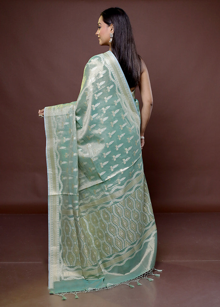 Green Tissue Silk Saree With Blouse Piece