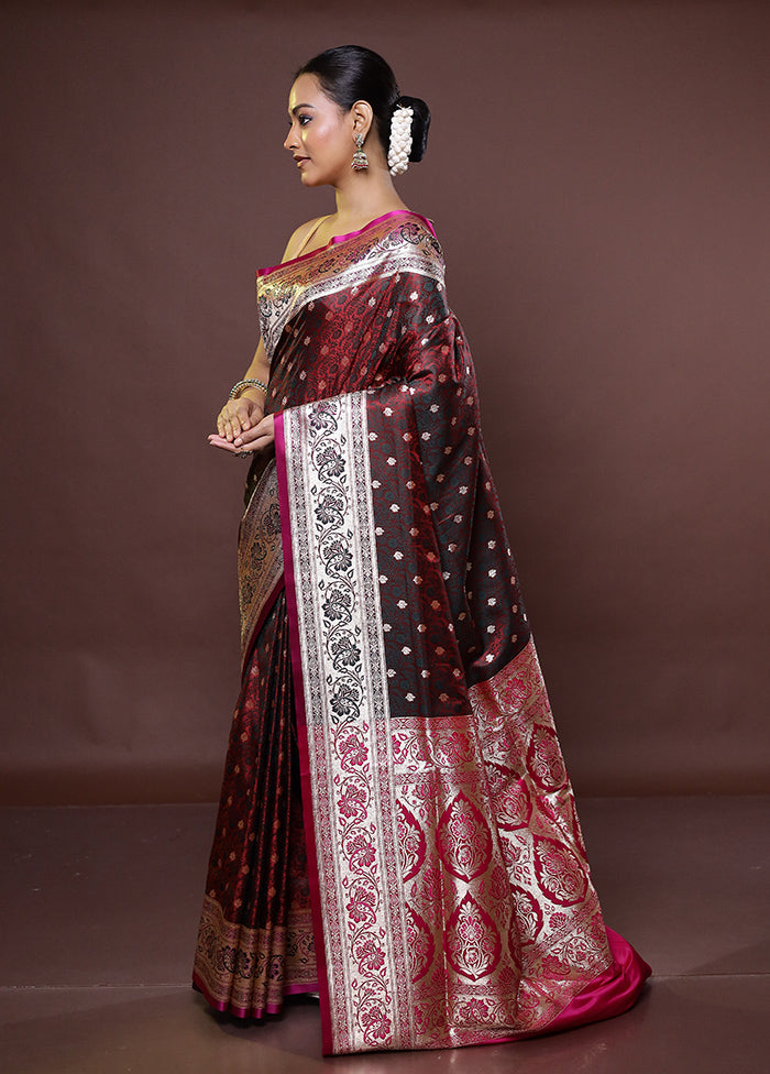 Maroon Tanchoi Silk Saree With Blouse Piece