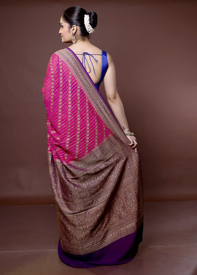 Pink Handloom Pure Georgette Saree With Blouse Piece