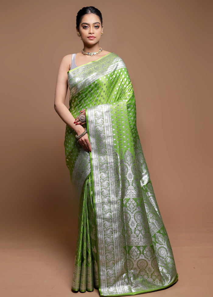 Green Banarasi Silk Saree With Blouse Piece