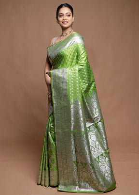 Green Banarasi Silk Saree With Blouse Piece