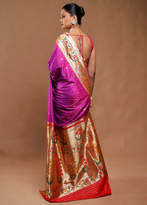 Pink Katan Silk Saree With Blouse Piece